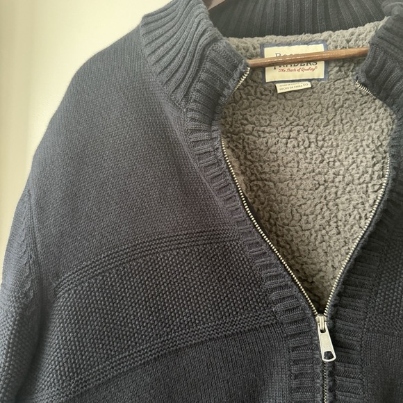 Vintage 90s Y2K Boston Traders Full Zip Knit Sherpa Lined Mens XL Sweater Chunky - Picture 2 of 10